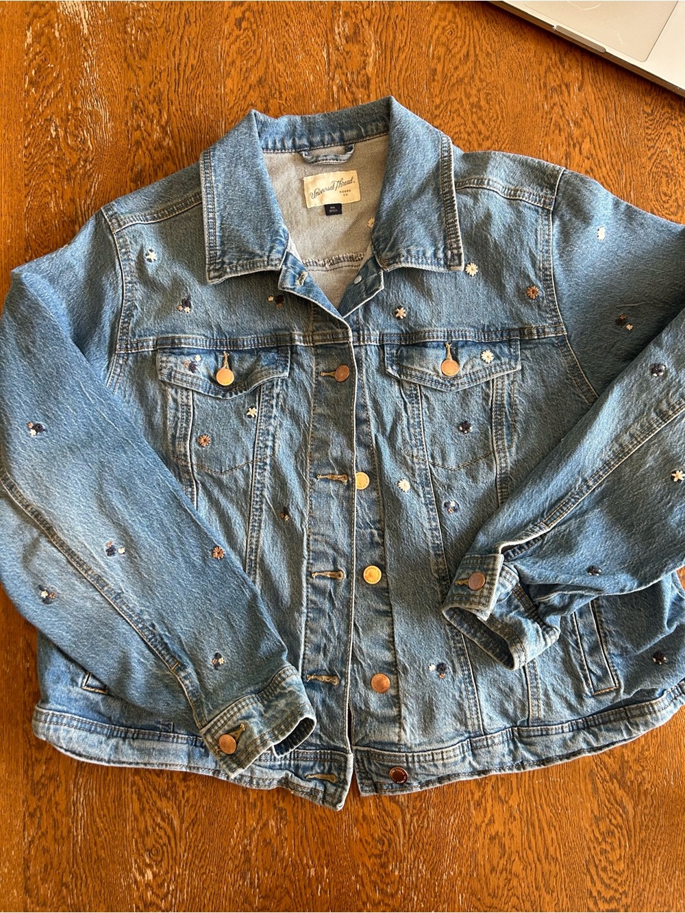Universal Thread Light Blue Embellished Denim Jacket